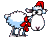 Bild mit Schaf mit Nikolausmütze